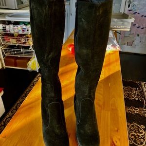 Palmroth from Finland tall Black faux suede boots, Like new in Box, size 6.5